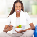 woman eating healthy food photo